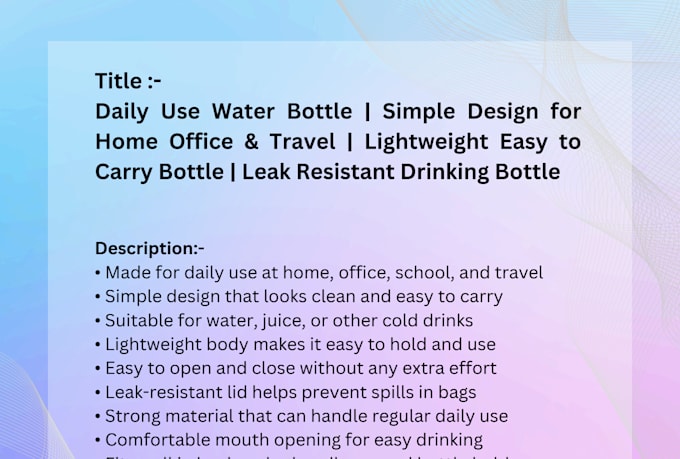 write SEO fashion and accessories descriptions